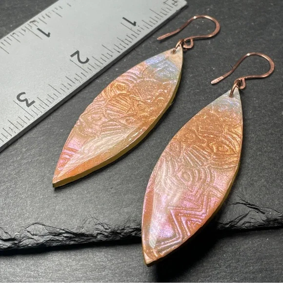 Pink and Orange Sunset Tribal Painted
Surfboard Boho Earrings - Picture 13 of 14